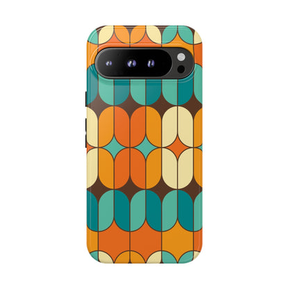 Mid Century Modern Orange, Teal Geometric Mod Designed Tough Phone Case