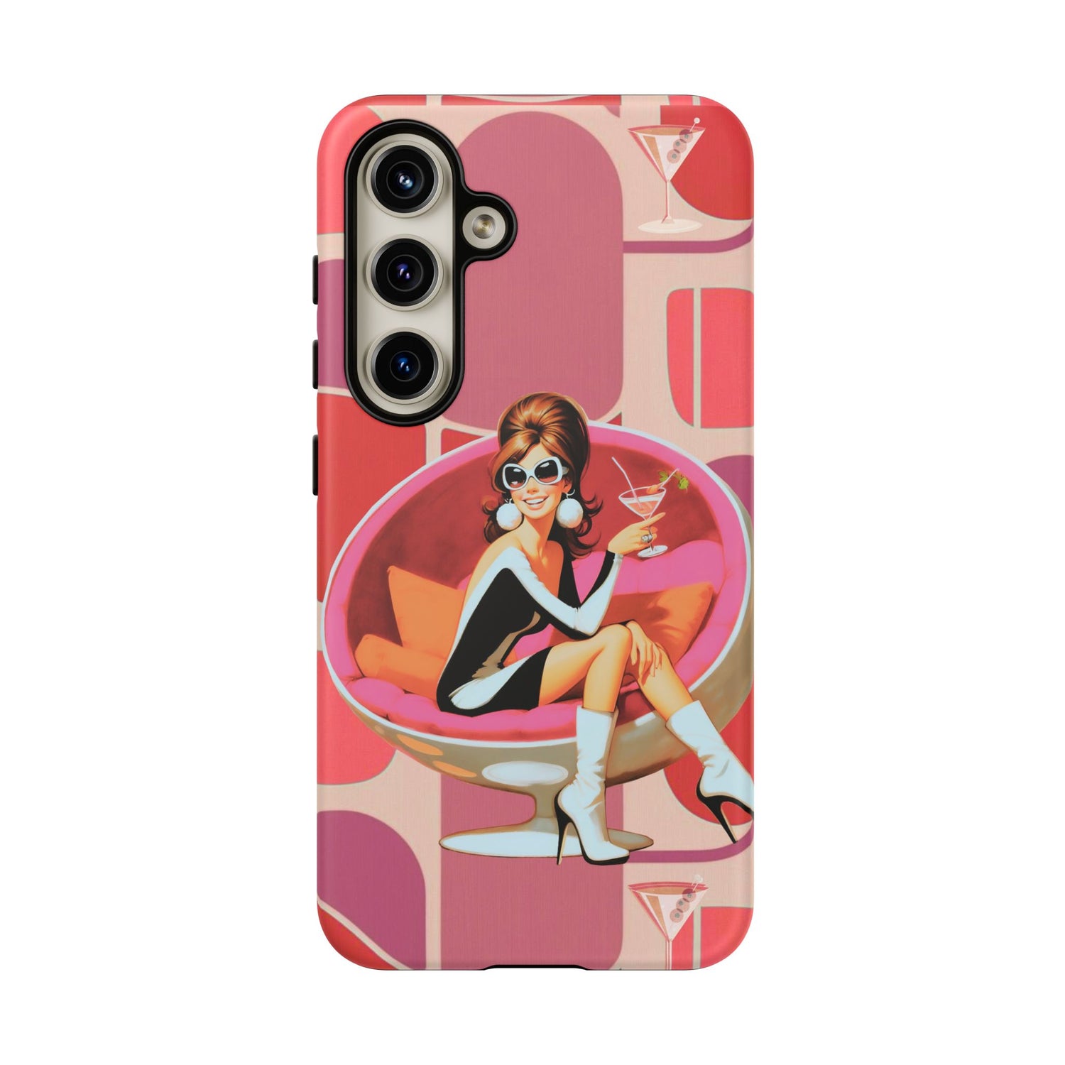 Mid Mod 60s Mod Gal, Kick Back Enjoy, Retro Chic Phone Case with Cocktail Design - Mid Century Modern Gal