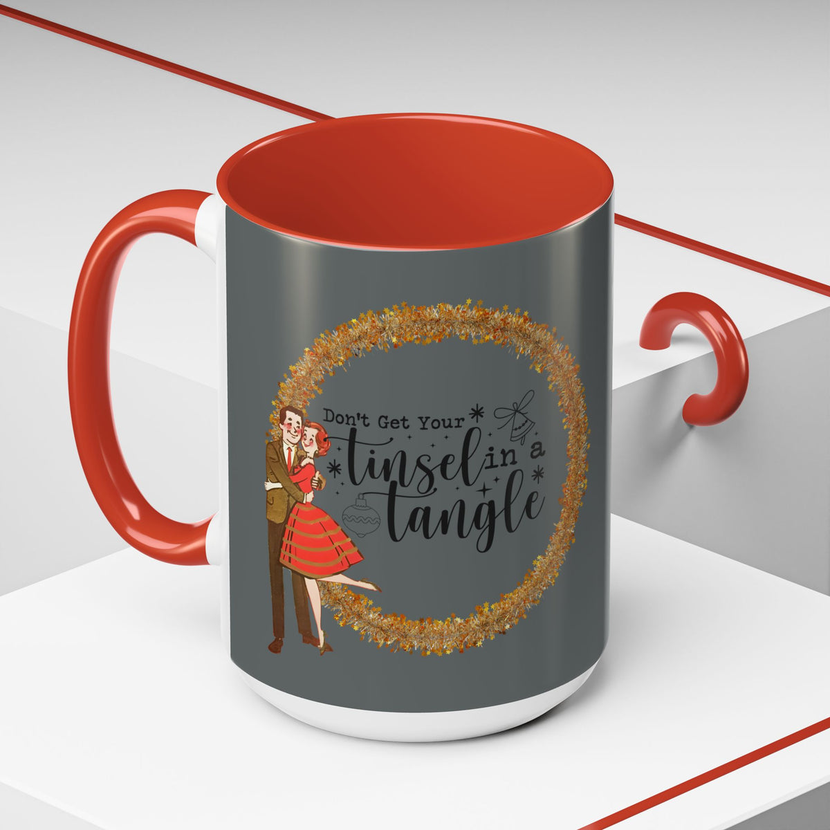Don't Get Your Tinsel In A Tangle,  Vintage 50s Kitschy Christmas Holiday Co-Worker, Secret Santa Mug Gift - Mid Century Modern Gal