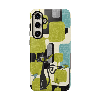 Mid Century Modern Geometric Kitschy Cat, Boomerang Retro Smart Phone Tough Cases