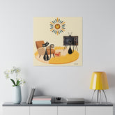 Atomic Cat Art, Mid Century Modern Chair, Retro TV, Shag Rug, Atomic Clock, MCM Matte Canvas Art - Mid Century Modern Gal