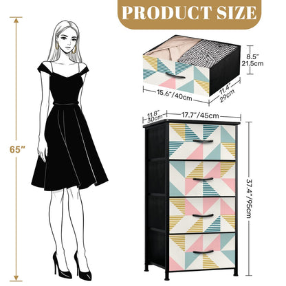 Mid Century Modern Geometric Pastel Design 4-Drawer Dresser - Mid Century Modern Gal