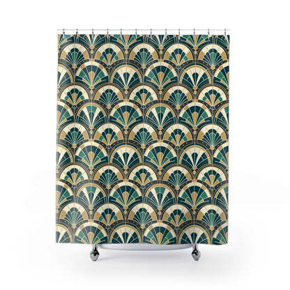 Art Deco Peacock Inspired Shower Curtain - Mid Century Modern Gal