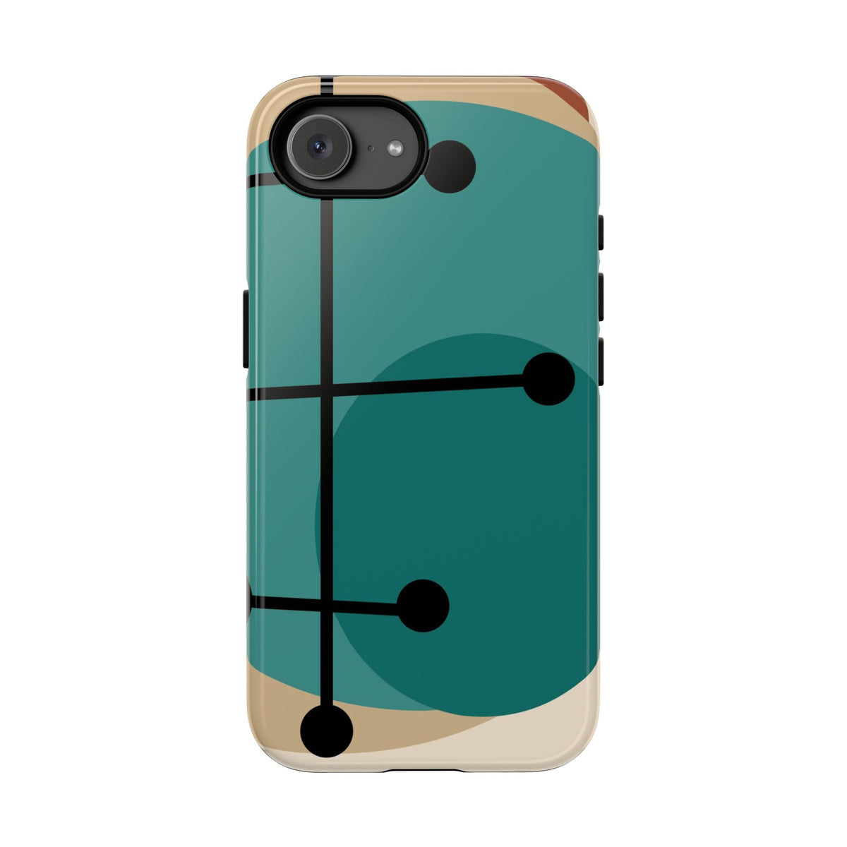 Mid Century Mod, Geometric, Retro Beige Teal Blue, Smart Phones Tough Phone Cases