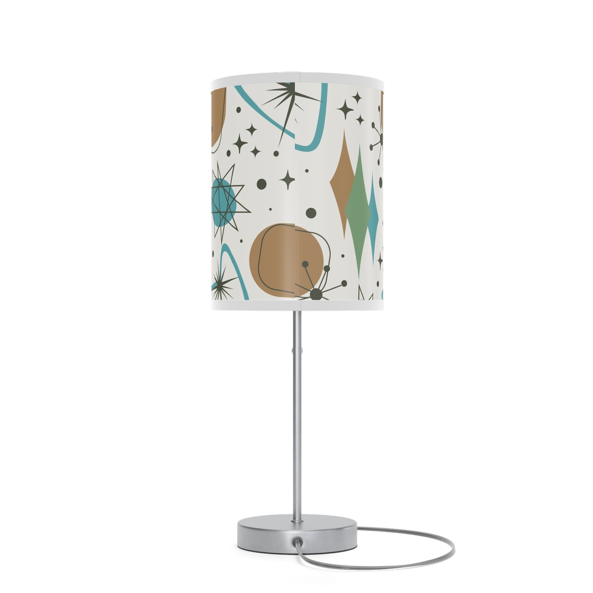 Mid Century Modern Table Lamp, Atomic Kitschy Cats, Starbursts Boomerang Themed Table Lamp - Mid Century Modern Gal