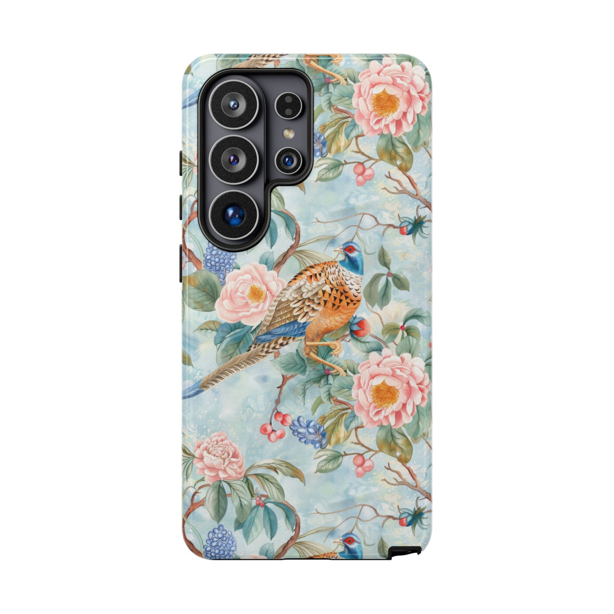 Chinoiserie Designed Floral Pheasant Phone Case with Bird Design - Mid Century Modern Gal