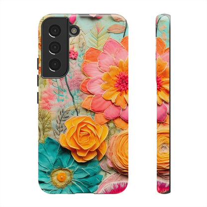 Boho Retro Floral Faux Pressed Flowers Smart Phone Tough Phone Cases