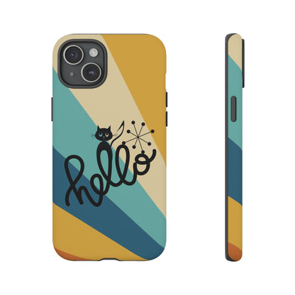 Atomic Groovy Cat, Retro, Kitschy, Hello Starburst, Mid Mod Smart Phone Tough Phone Cases