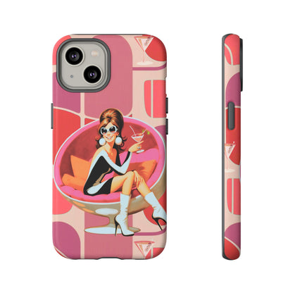 Mid Mod 60s Mod Gal, Kick Back Enjoy, Retro Chic Phone Case with Cocktail Design - Mid Century Modern Gal