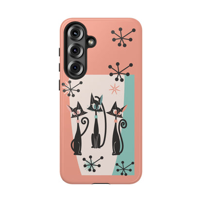 Atomic Cat Mid Mod Coral Aqua Blue Starburst Kitschy Fun Chic Samsung, Smart Phones Tough Cases