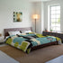 Atomic Living Bedding, Mid Century Modern, Gray, Lemon Lime Green, Aqua Blue, Geometric Retro Comforter - Mid Century Modern Gal