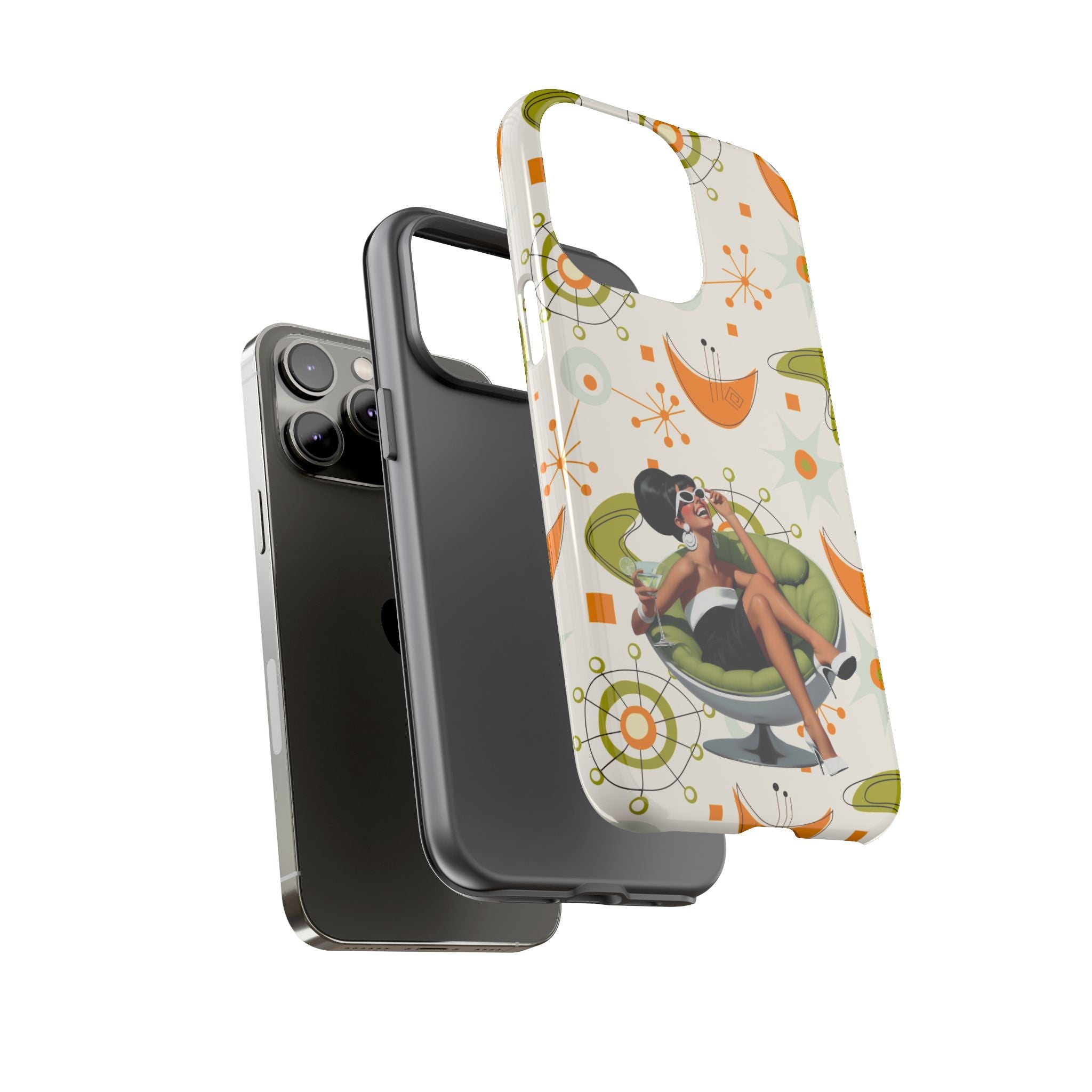 Mid Century Modern Atomic Starburst Mid Mod 60s Gal Retro Chic Tough Phone Case with Vintage Glamour Design