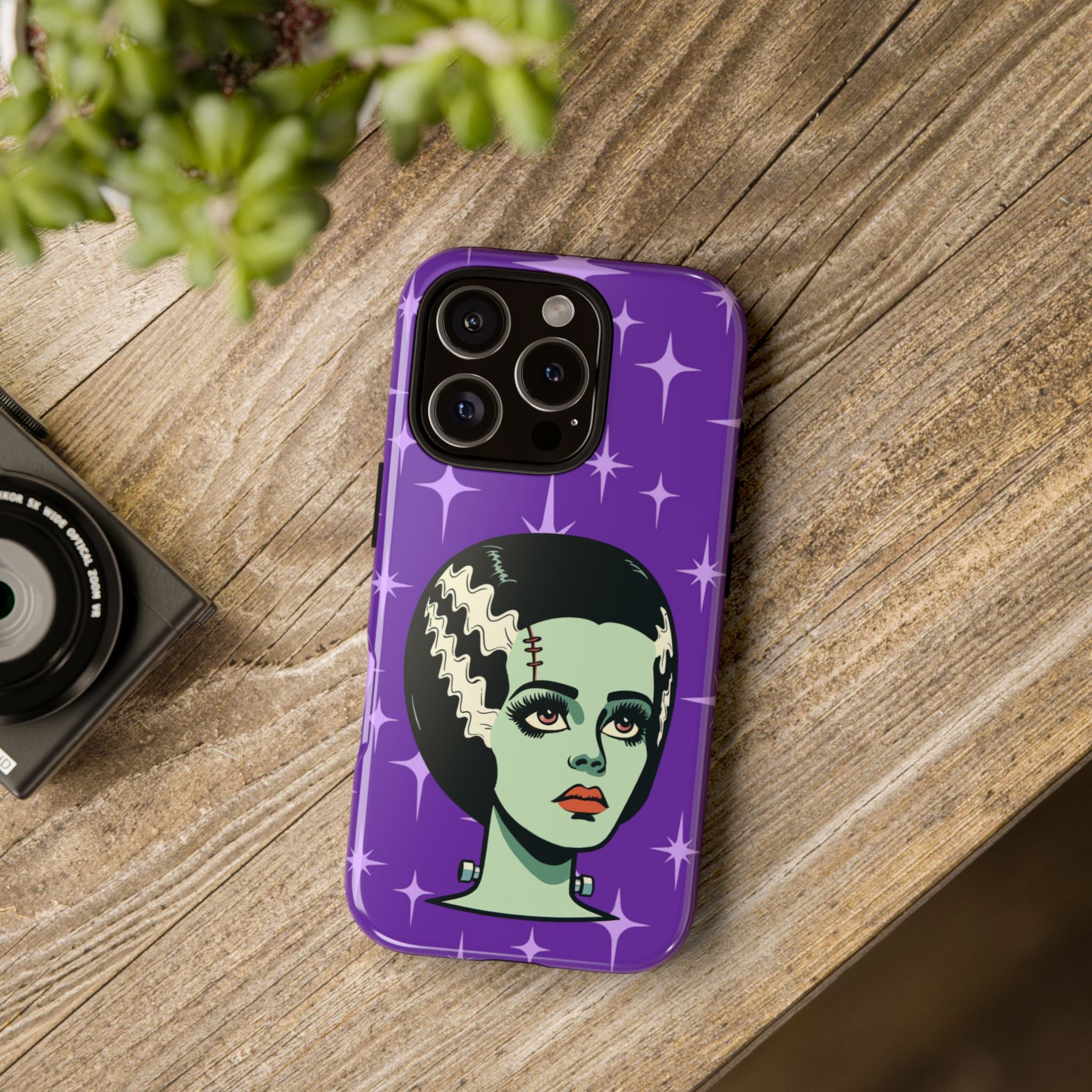 Bride of Frankenstein Retro Mid Mod Horror Buff Purple Halloween Tough Phone Case