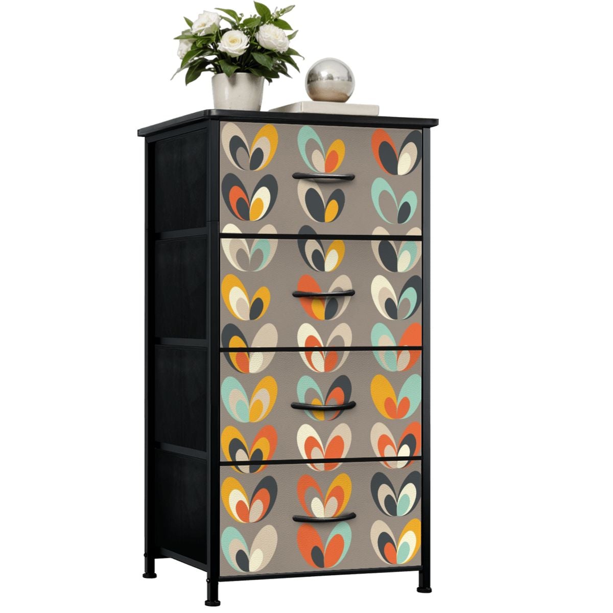 Mid Mod Scandinavian Floral Modern Danish 4-Drawer Dresser - Mid Century Modern Gal