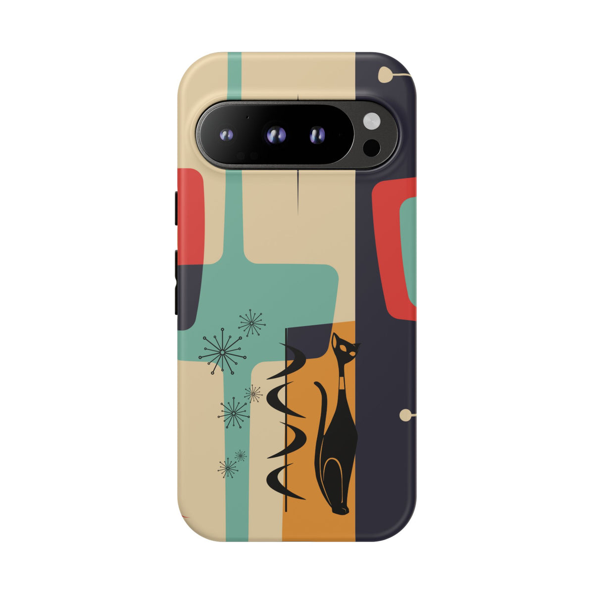 Mid Century Modern, Geometric, Atomic Cat Groovy Smart Phones Tough Phone Cases