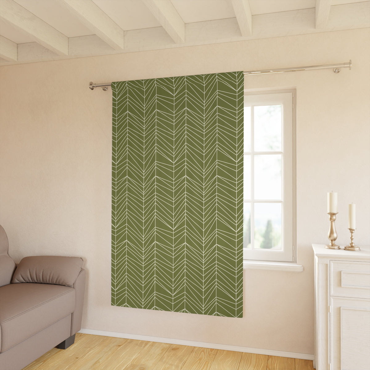 Mid Century Modern TIKI Grass Green Mod Window Curtain - Mid Century Modern Gal