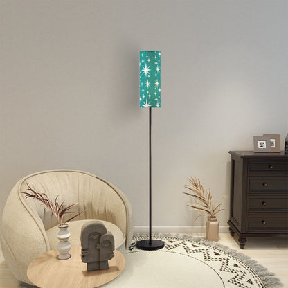 Atomic Starbust Teal Blue, Mid Century Modern Slim Tall Floor Lamp - Mid Century Modern Gal