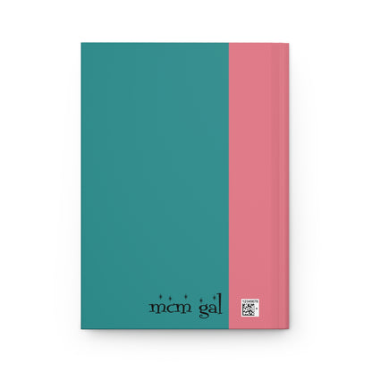 Atomic Cats Hardcover Journal Notebook, Pink, Aqua Blue, Daily Planner Book - Mid Century Modern Gal