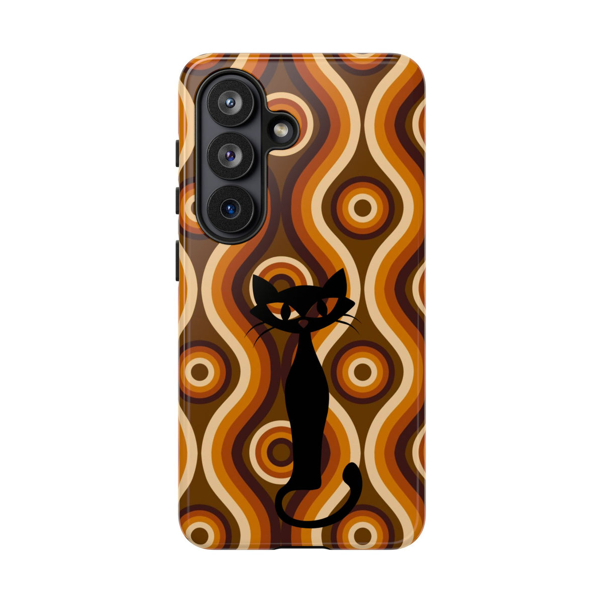 Retro Phone Case, Groovy Brown, Atomic Kitsch Cat Tough Smart Phone Cases