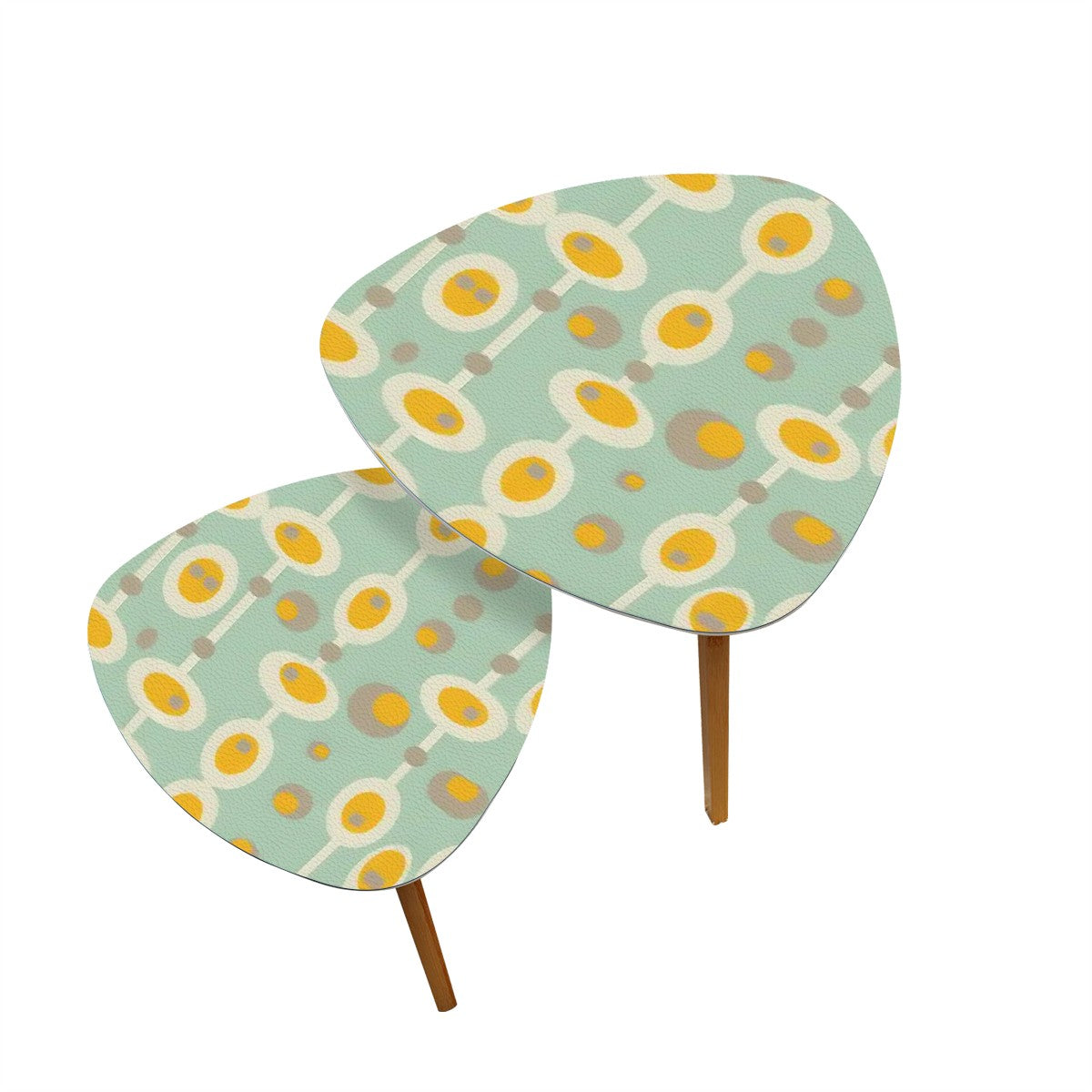 Mid Mod Groovy Retro Nesting Tables, Mint Green, Mustard Yellow MCM Furniture - Mid Century Modern Gal