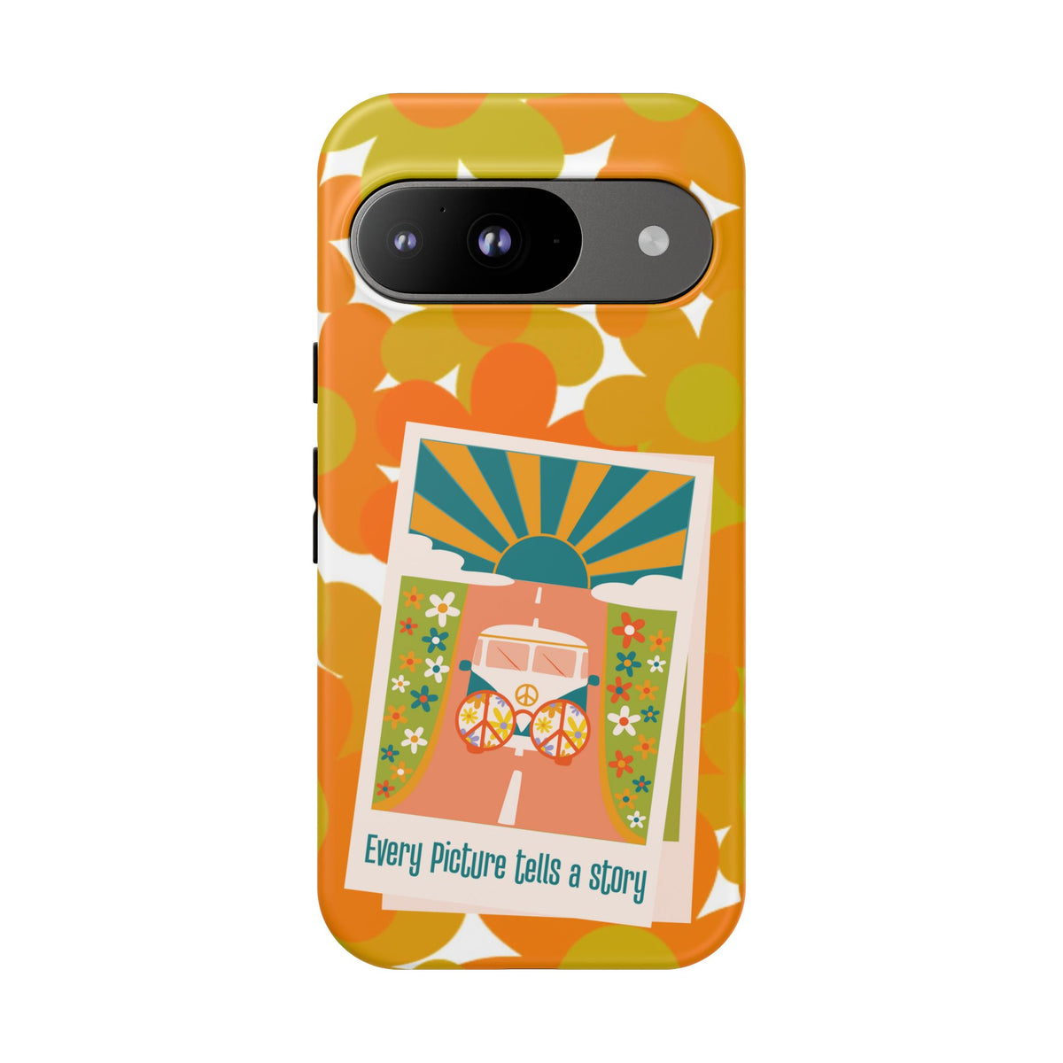 Retro Phone Case, Orange Flower Power, Polaroid Picture, Mod Smart Phone Tough Phone Cases