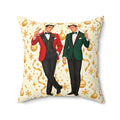 Mid Century Modern Christmas Martini Dapper Gay Male Couple Pillow Cover and Insert