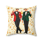 Mid Century Modern Christmas Martini Dapper Gay Male Couple Pillow Cover and Insert