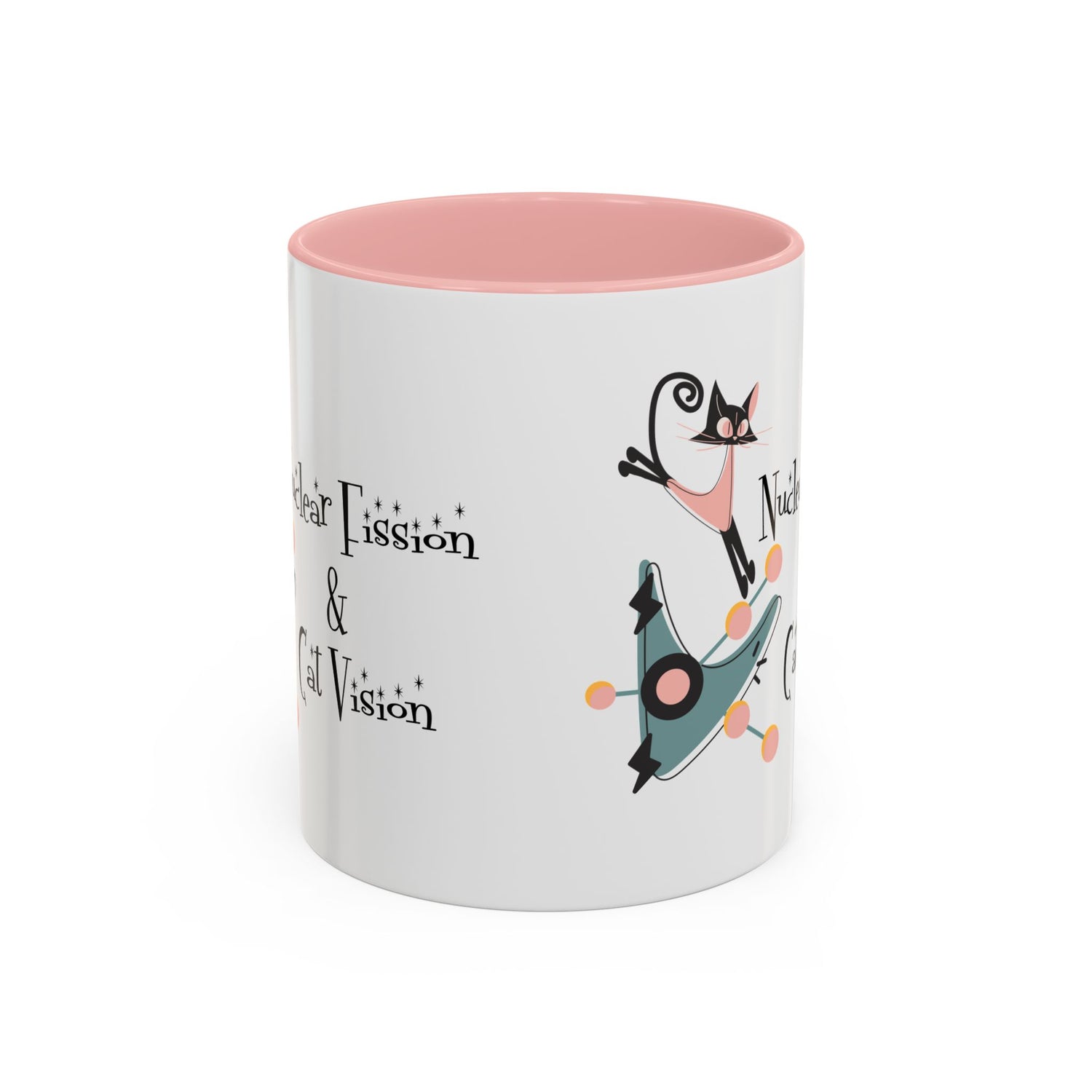 Atomic Cat Coffee Tea Mug, Mid Century Modern Boomerang, Space Age Atomic Drinkware For Cat And Coffee Lovers - Mid Century Modern Gal