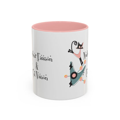 Atomic Cat Coffee Tea Mug, Mid Century Modern Boomerang, Space Age Atomic Drinkware For Cat And Coffee Lovers - Mid Century Modern Gal