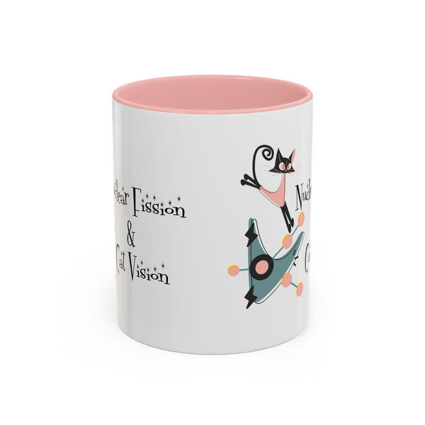 Atomic Cat Coffee Tea Mug, Mid Century Modern Boomerang, Space Age Atomic Drinkware For Cat And Coffee Lovers