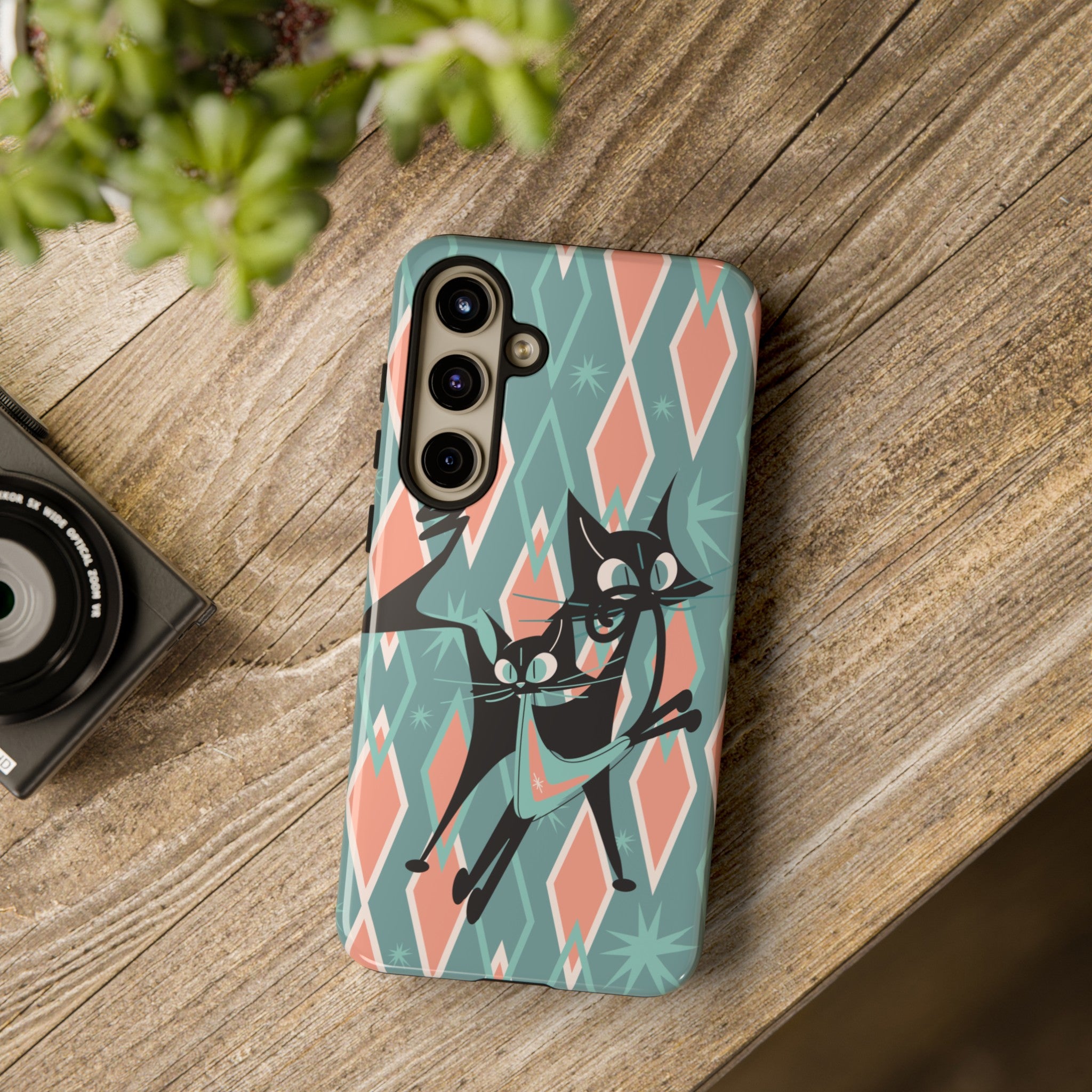 Mid Mod Atomic Cat Kitschy Retro Chic Samsung, Smart Phone Tough Cases