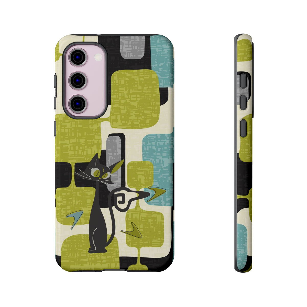 Mid Century Modern Geometric Kitschy Cat, Boomerang Retro Smart Phone Tough Cases - Mid Century Modern Gal