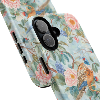 Chinoiserie Designed Floral Pheasant Phone Case with Bird Design