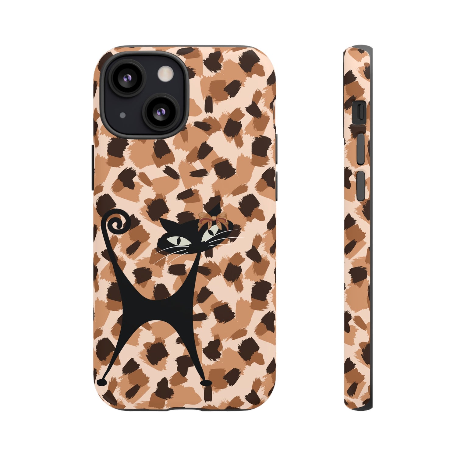 Mid Century Modern Atomic Cat, Animal Print Kitschy Trendy Smart Phone Tough Cases