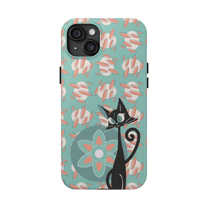 Atomic Cat, Mid Century Modern Funky Fun Smart Phone Tough Phone Cases