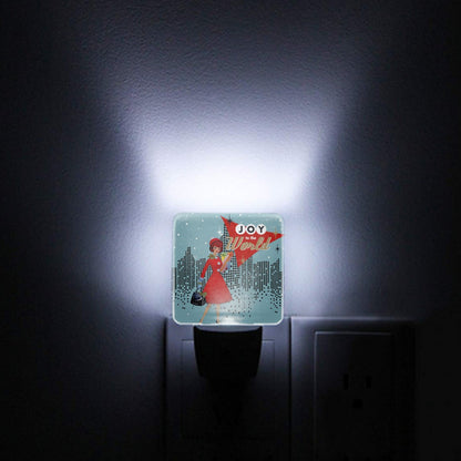 Mid Century Modern Christmas 50s Retro City Gal Joy To The World LED Night Light Set of 2 - Mid Century Modern Gal