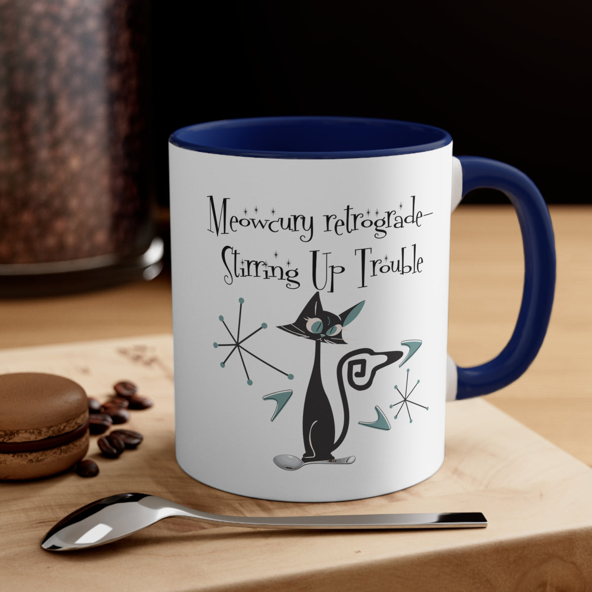Atomic Kitty Cat, Mid Century Modern Drinkware, Funny, Kitschy Style, Cat Lover, Coffee Lover Mug Gifts - Mid Century Modern Gal