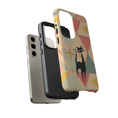 Atomic Cat Mid Mod Retro Cat Phone Case | Tough Cases with Vintage Vibe | Ideal for Cat Lovers