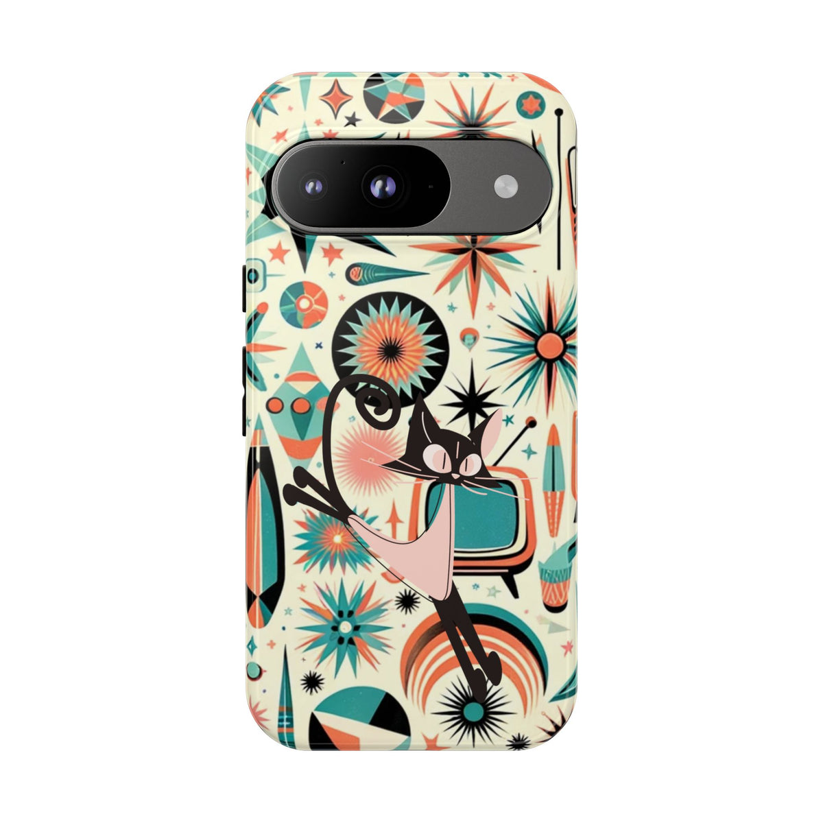 Atomic Kitty Boomerang Space Kitty Mid Century Modern Samsung, Smart Phone, Tough Cases