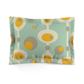 Mid Century Modern Pillow Sham, Mustard Yellow, Mint, Beige, Gray Orb, Retro Groovy Mid Mod Pillow Sham - Mid Century Modern Gal