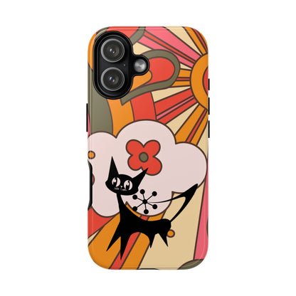 Atomic Cat, Retro Sunburst, Groovy Mod Smart Phone Tough Phone Cases