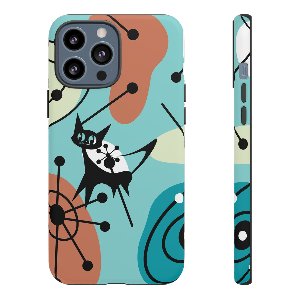 Atomic Kittie, Mid Century Modern Geometric Amoeba Retro Smart PhoneTough Phone