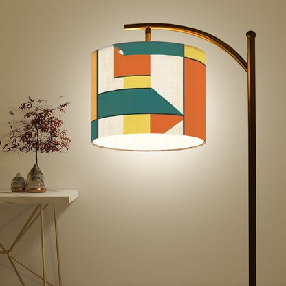 Mid Century Modern Bauhaus Orange, Teal Geometric Designed Mod Arc Floor Lamp - Mid Century Modern Gal