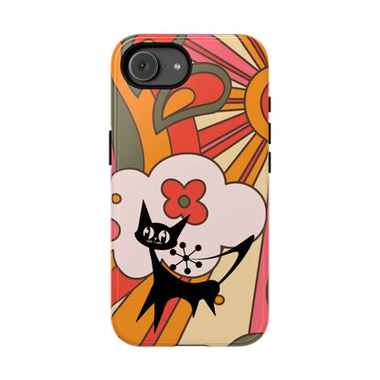 Atomic Cat, Retro Sunburst, Groovy Mod Smart Phone Tough Phone Cases