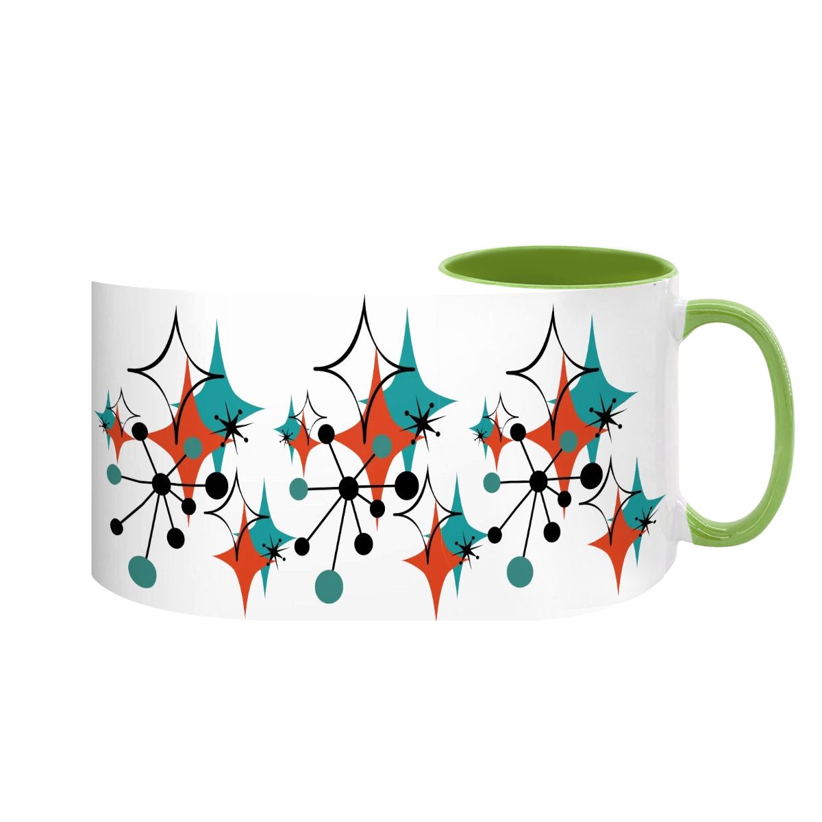 Mid Century Modern Atomic Starburst Sputnik Designed Large Colorful Mug (15oz)