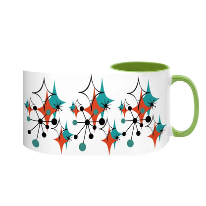 Mid Century Modern Atomic Starburst Sputnik Designed Large Colorful Mug (15oz)