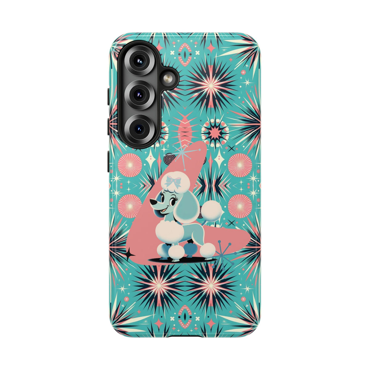 1950s Mid Century Modern Atomic Pink, Poodle Retro Smart Phone Tough Cases
