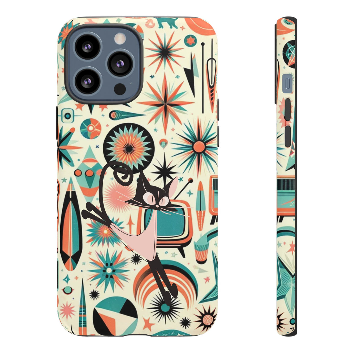 Atomic Kitty Boomerang Space Kitty Mid Century Modern Samsung, Smart Phone, Tough Cases - Mid Century Modern Gal