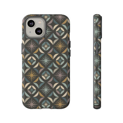 Mid Century Modern Elegant Gray Geometric Starburst Tough Phone Case