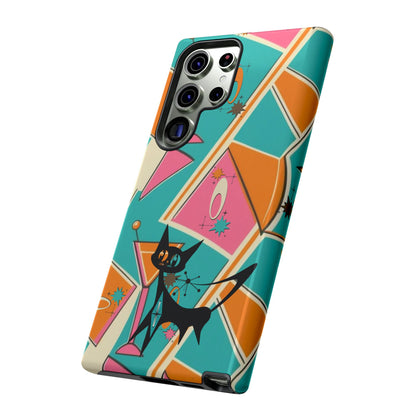 Atomic Cat Mid Mod Retro Cat Phone Case - Tough Cases for Stylish Cat Lovers